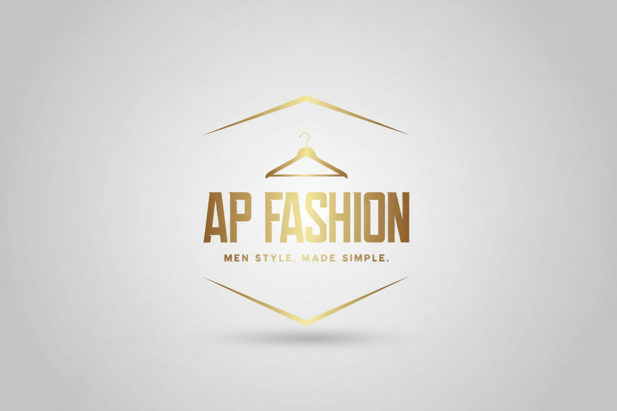 AP Fashion logo with a hanger on a black background